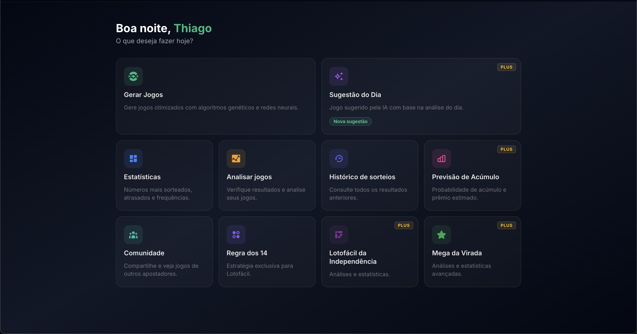 Interface do LotoAI